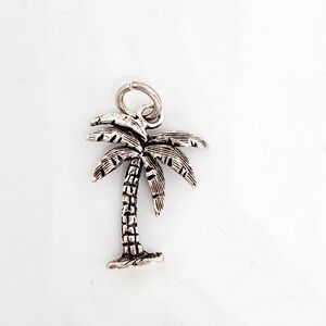 Vintage Sterling Silver 925 Palm Tree Bracelet Charm  Pendant Coastal